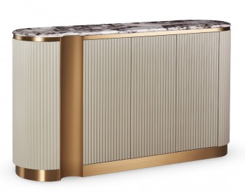 Ryflowana komoda glamour Stilig ST917B, kremowa
