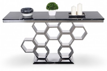 Konsola glamour Modig M19S, blat w imitacji czarnego marmuru