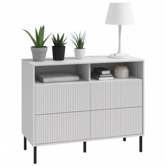 Komoda z ryflowanymi frontami Nektarius 221, kolor secret grey