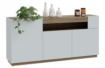 Trzydrzwiowa komoda z wnęką Lewisville 231, Secret Gray/dąb Valencia
