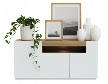 Trzydrzwiowa komoda z wnęką Lewisville 231, Secret Gray/dąb Valencia