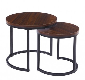 Komplet 2 okrągłych stolików ZY-08, orzech