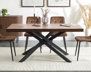 Industrialny stół rozkładany Hampton 160-240 cm, kolor orzech/czarny