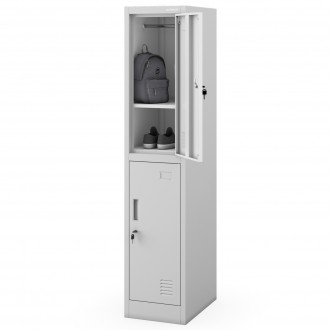Szkolna szafka skrytkowa Igorek 1 Plus, 31,6x45x150 cm, szara