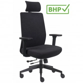Ergonomiczny fotel biurowy materiałowy Prospero, zgodny z normą BHP