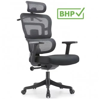 Fotel biurowy siatkowy Multipro do pracy przy komputerze, zgodny z normą BHP