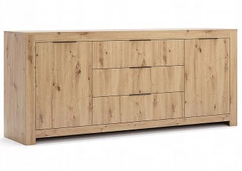Szeroka komoda Tommy 162 z szafkami i szufladami, dąb artisan