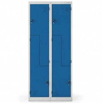 Szafa socjalna czterokomorowa typu L Julia, 80x45x185 cm, szary/niebieski
