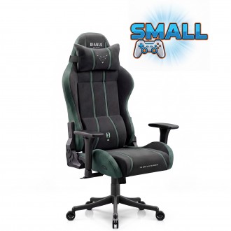 Fotel gamingowy młodzieżowy Diablo X-One Small Size materiałowy, Forest Green
