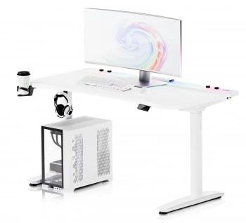Elektryczne biurko dla graczy RGB Diablo X-Forge, 140x70 cm, białe