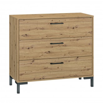 Komoda z 3 szufladami Nevio 09, dąb artisan