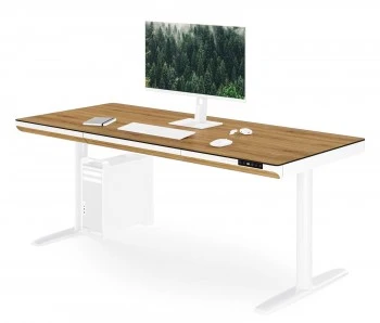Biurko elektryczne z regulacją wysokości Ellis 160x70 cm, dąb złoty/biały