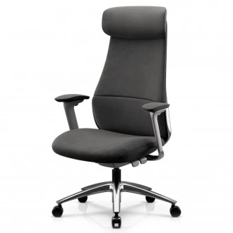 Ergonomiczny fotel biurowy tapicerowany Command, szara tkanina