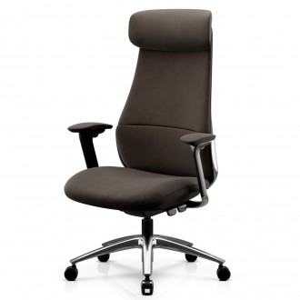 Ergonomiczny fotel biurowy tapicerowany Command, brązowa tkanina