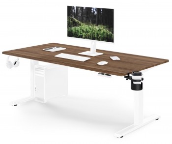 Duże biurko sit-stand do pracy Aria 160×80 cm, orzech/biały