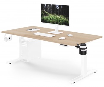 Duże biurko sit-stand do pracy Aria 160×80 cm, dąb sonoma/biały