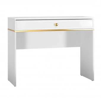 Toaletka do sypialni 100 cm Goldin 10, biały połysk / złoty