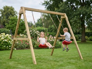Huśtawka ogrodowa drewniana podwójna dla dzieci Max Play Double Swing