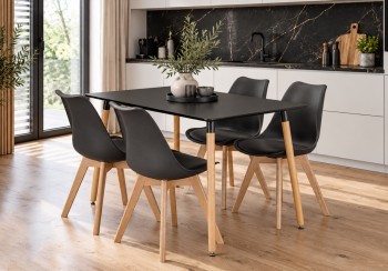 Zestaw stół z krzesłami Dolmo 016 - stół 120x80 cm czarny i 4 czarne krzesła