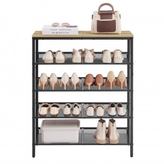 Regał na buty Faro 038 loftowy z 4 ażurowymi półkami, dąb artisan