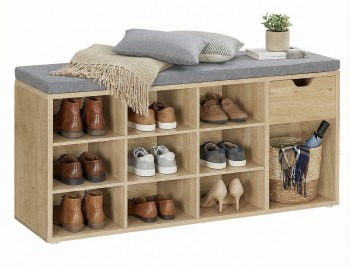 Szafka na buty z siedziskiem 104 cm Faro 024, z szufladą i półkami, dąb artisan