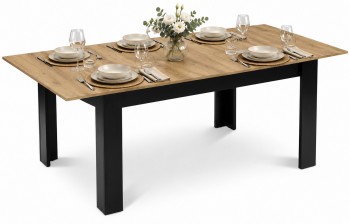 Stół rozkładany 120-160x80 cm Faro 055, dąb artisan/czarne nogi