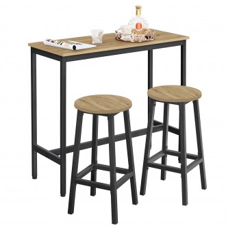 Zestaw barowy loft Faro 021 - stół 100x40 cm i 2 hokery, dąb artisan/czarny