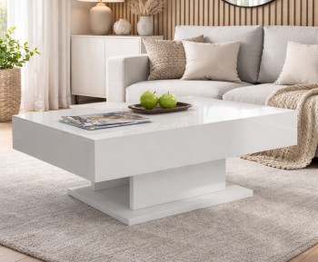Stolik kawowy do salonu Orido 90x60 cm, kolor biały połysk
