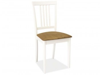 Białe drewniane krzesło z tapicerowanym siedziskiem CD-63