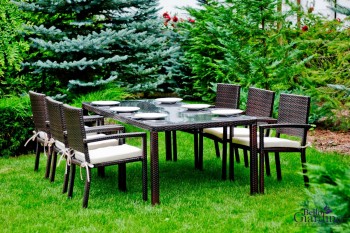 Zestaw mebli ogrodowych stół 6 krzeseł Ombroso ciemny brąz niejednolity