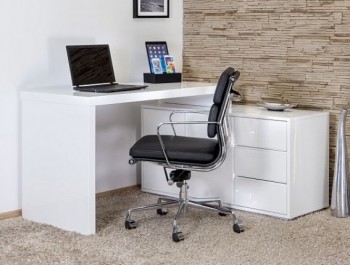 Białe lakierowane biurko Tivano
