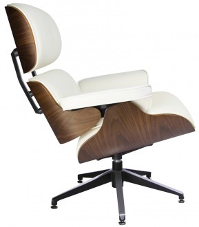 Biały skórzany fotel Lounge Chair