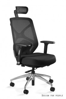 Czarny obrotowy fotel biurowy Hero tkanina B-BLH-4 siatka NWH-4