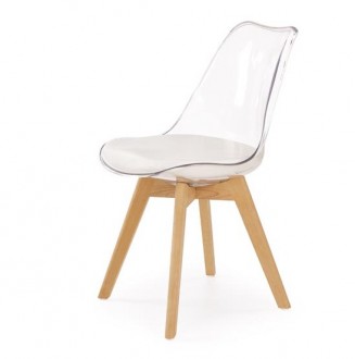 Bezbarwne krzesło K246 na drewnianych nogach