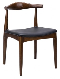 Krzesło Elbow na drewnianych nogach i z siedziskiem z ekoskóry