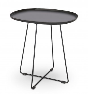Metalowy stolik z blatem w kształcie tacy Tina