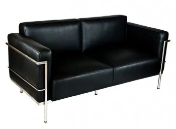 Czarna skórzana sofa dwuosobowa Soft GC