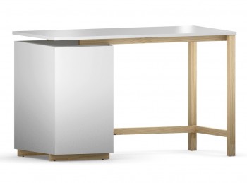 Białe biurko z kontenerkiem DES43 w stylu skandynawskim
