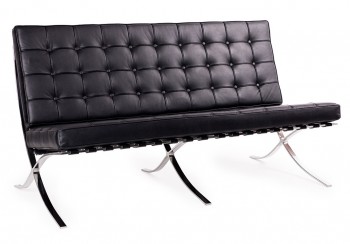Skórzana sofa do salonu dwuosobowa Barcelon czarna
