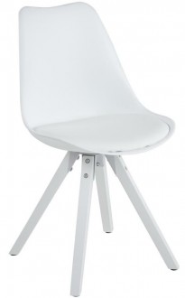 Białe krzesło do jadalni z poduszką z ekoskóry Dima