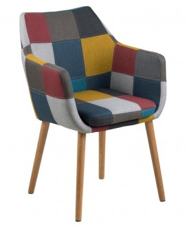 Krzesło do jadalni z tkaniny patchwork Nora