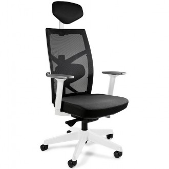 Ergonomiczny fotel biurowy z regulacjami Tune biały/czarny