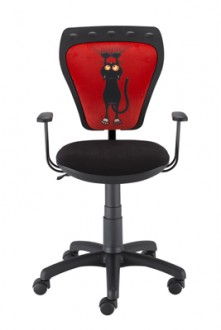 Obrotowe krzesło dziecięce z kotem na oparciu Ministyle