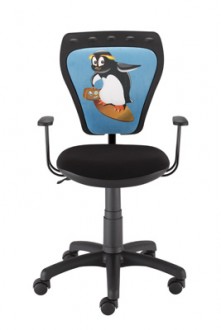 Obrotowe krzesło dziecięce z pingwinem na oparciu Ministyle