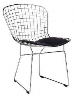 Metalowe krzesło z poduszką na siedzisku Net Soft chrom