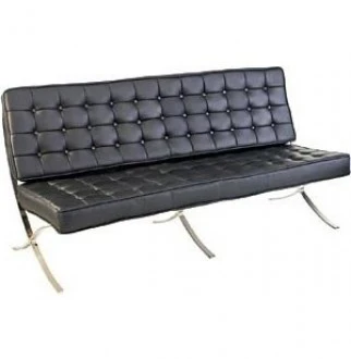 Czarna sofa trzyosobowa BA3 insp. Barcelona ekoskóra