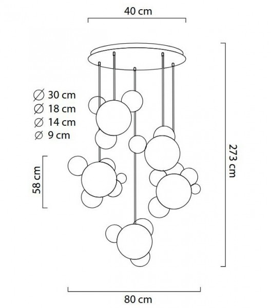 Lampa wisząca ze szklanymi kulami Capri Disc 5