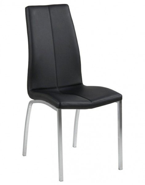 Czarne krzesło z ekoskóry na chromowanych nogach Asama