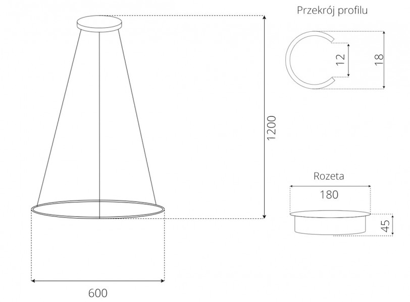 Pojedyncza lampa wisząca Ledowe Okręgi No.1 In 60 cm