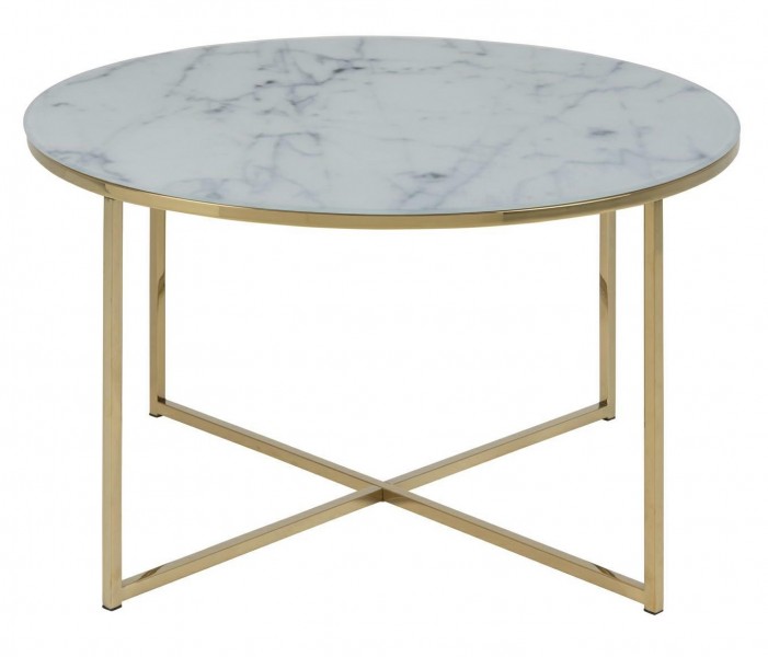 Okrągły stolik glamour Alisma złoty/imitacja białego marmuru